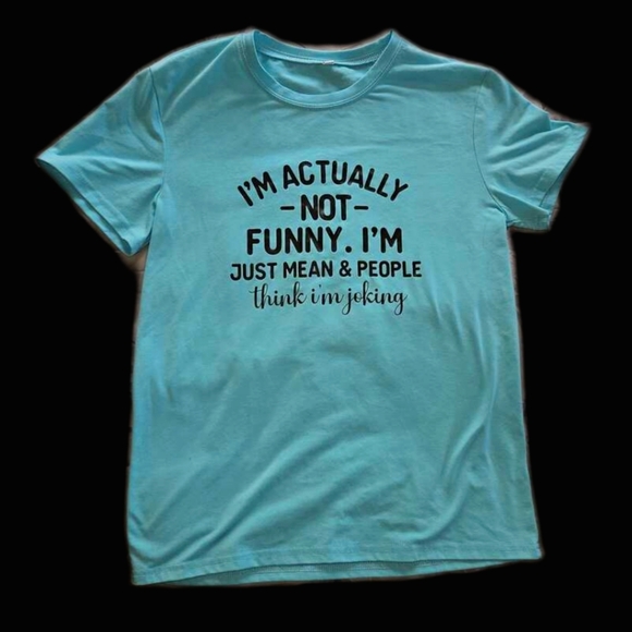 Blue T-Shirt with funny text. - Picture 1 of 1
